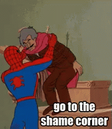 Shame Corner Spiderman GIF