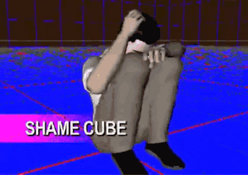 Shame Man Hiding In Cube GIF