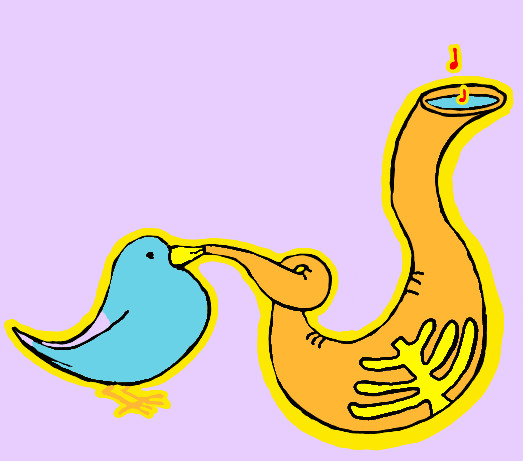 Shana Tova Bird Blow Shofar GIF