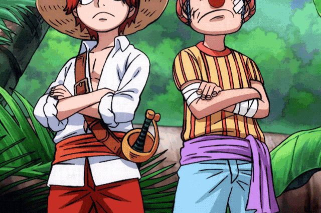 Shanks And Buggy One Piece Cross Arms GIF