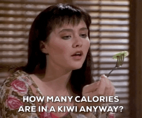 Shannen Doherty Asking Kiwi Calories GIF