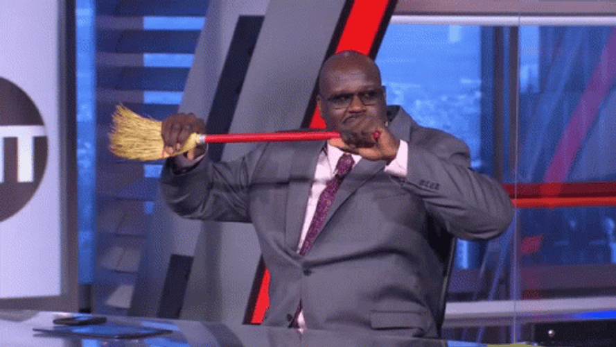 Shaquille O'Neal Break The Sweep Broom GIF