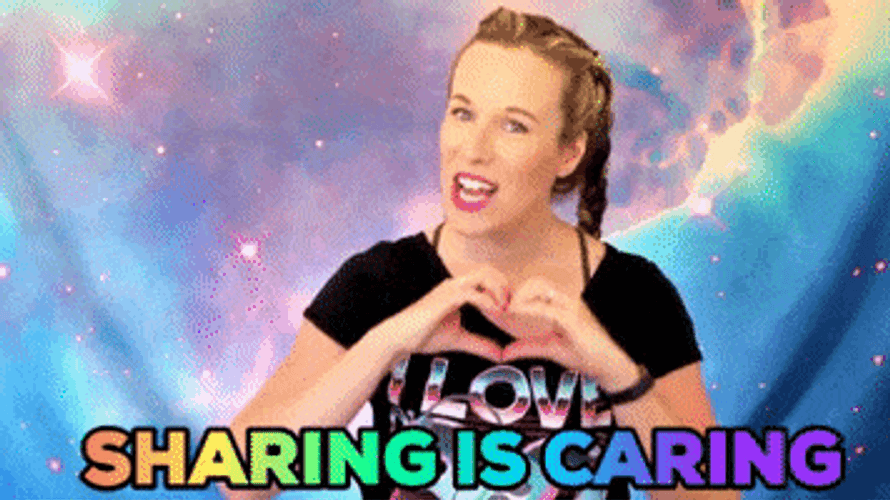 Sharing Is Caring Lady Hand Heart Sign GIF