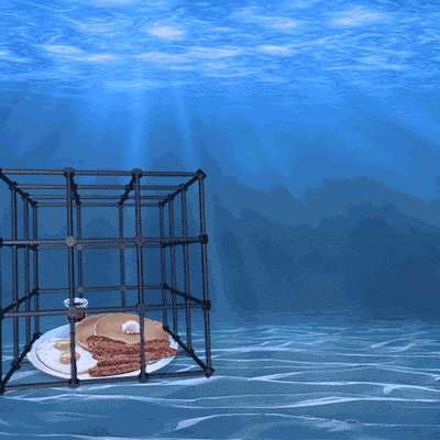 Shark Attack Food In Cage Animation GIF