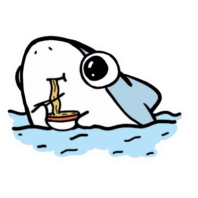 Shark Eating Noodles in Ocean