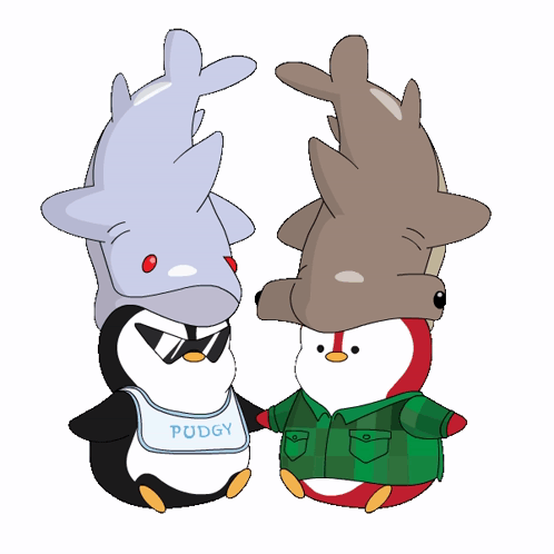 Shark Head Penguins Team High Five GIF