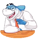 Shark in Glasses and Tie Sitting at Table