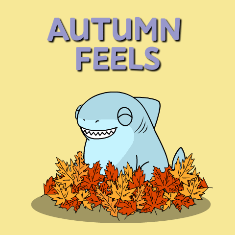Shark in Pile of Leaves Autumn Feels