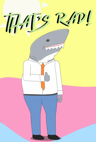Shark In White Shirt And Tie Saying Rad GIF