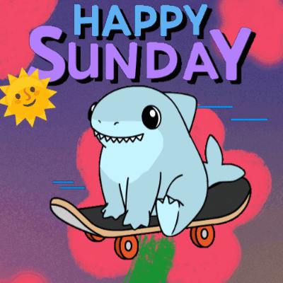 Shark on Skateboard Happy Sunday