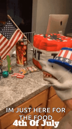 Shark Saying Im Just Here for the Food 4th of July
