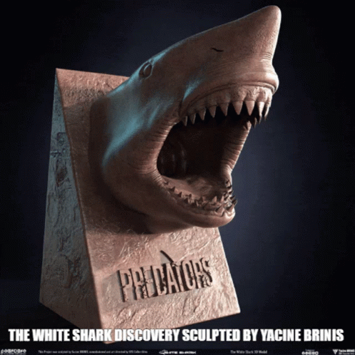 Shark Statue With Predators GIF