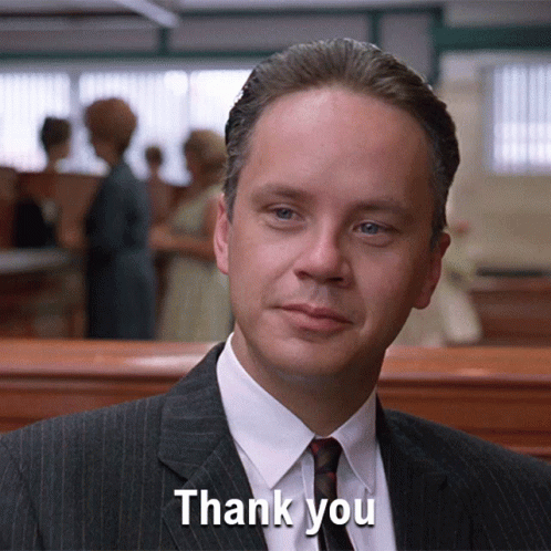 Andy Dufresne Thank You Shawshank Redemption GIF