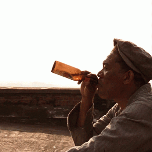 Ellis Boyd Redding Drinking Beer Shawshank Redemption GIF