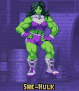 She-Hulk Pixel Art Purple Background GIF
