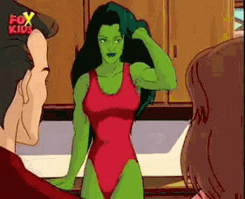 She-Hulk Standing With Man and Woman