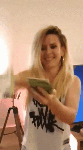 She Spending Money With Jumping GIF