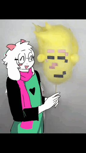 Sheep Holding Yellow Cotton Candy