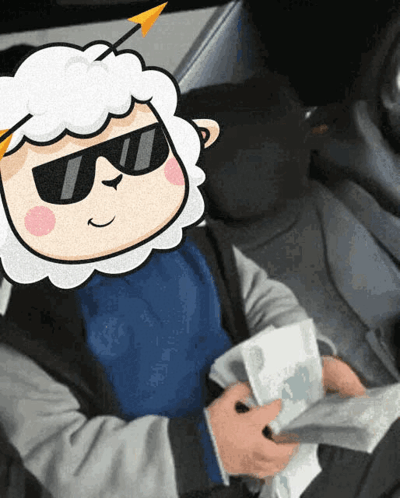Sheep In Sunglasses Holding Paper GIF
