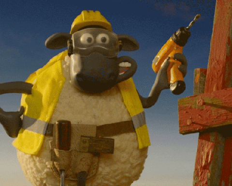 Sheep's Epic Fail Construction Repair GIF