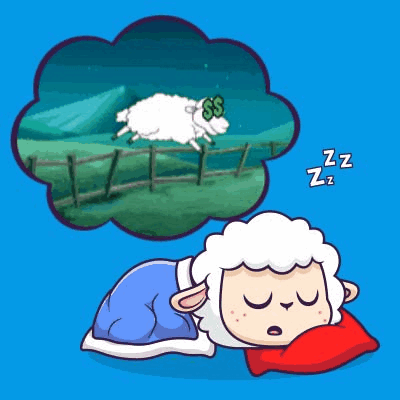 Sheep Sleeping With Dollar Sign On Head GIF