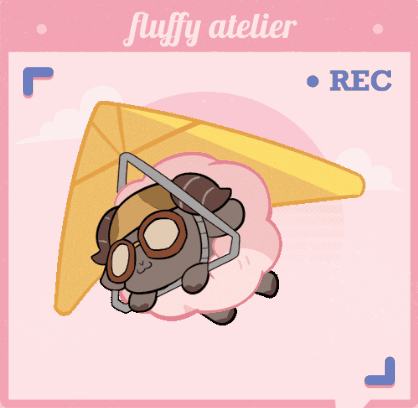 Sheep Wearing Goggles and Parachute Saying Fluffy Atelier