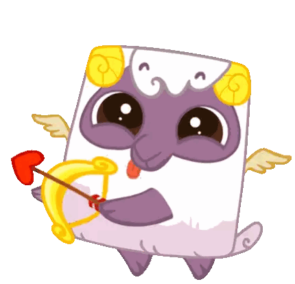 Sheep With Bow and Hearts