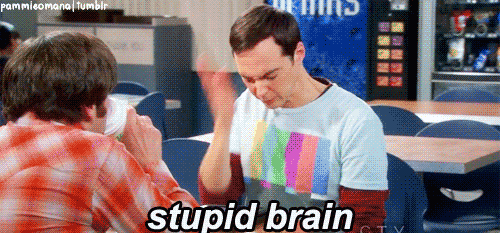 Sheldon Cooper Blaming His Stupid Brain GIF