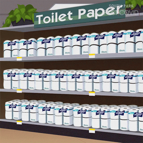Shelf Full of Toilet Paper With Sign Saying Toilet Paper