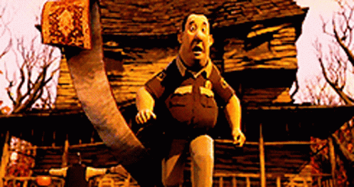 Sheriff Running Past Wooden Building GIF