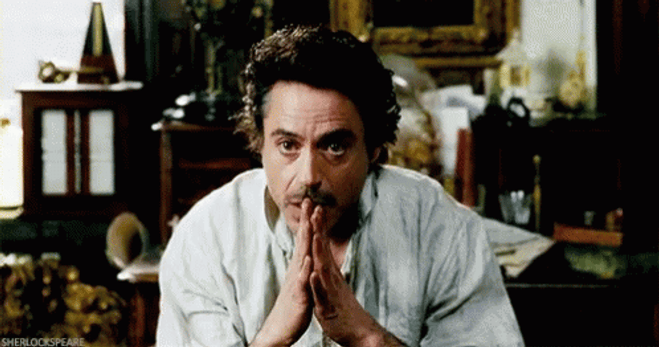 Sherlock Holmes Contemplating Something GIF