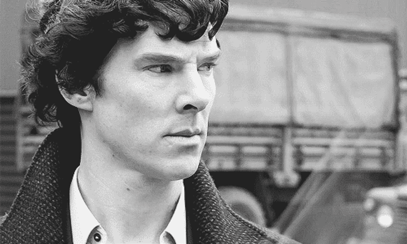 Sherlock Holmes Looking Away Black And White GIF