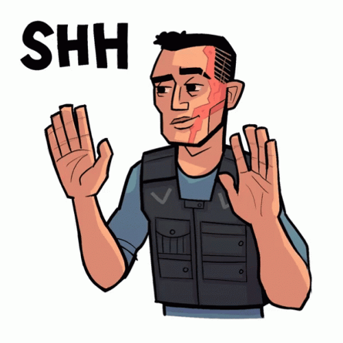 Shh Keep It Down Hand Sign Man Animation GIF
