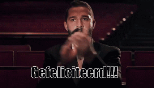 Shia Labeouf Clapping Saying Gefeliviteerd GIF