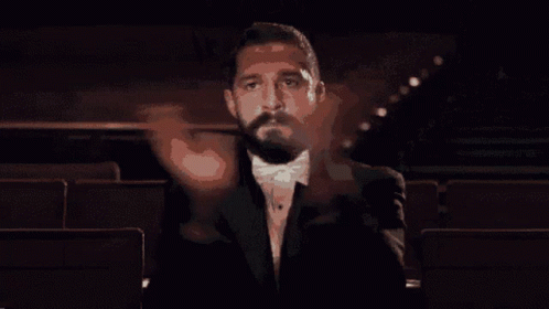 Shia Labeouf Clapping Serious Standing Ovation Theater GIF