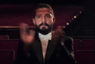 Shia Labeouf Strong And Serious Face Clapping GIF