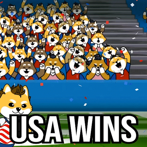 Shiba Inu Dogs Cheering USA Wins