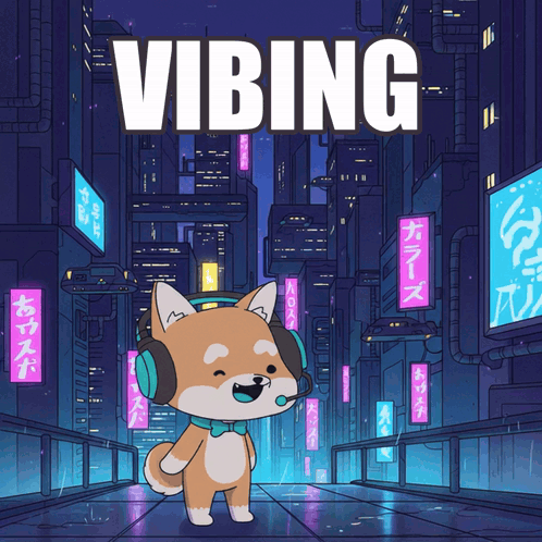 Shiba Inu with Headphones and Microphone