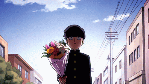 Shigeo Kageyama With Flowers Mob Psycho GIF