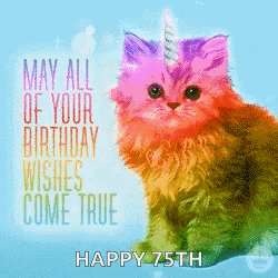 Shimmering Rainbow Cat Birthday Greeting GIF