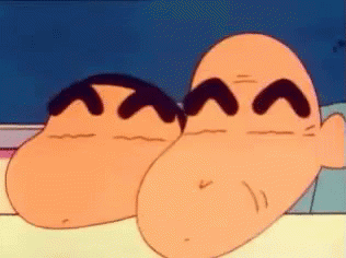Shin Chan And Gramps Eyebrows Up GIF