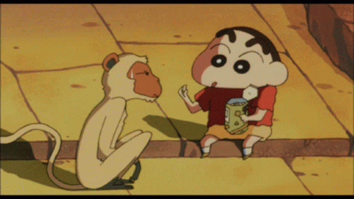 Shinchan Crying Monkey Stealing GIF