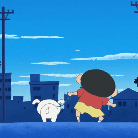 Shinchan Night Walking Dog GIF