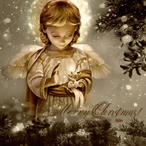 Shining Angel Merry Christmas Friend GIF