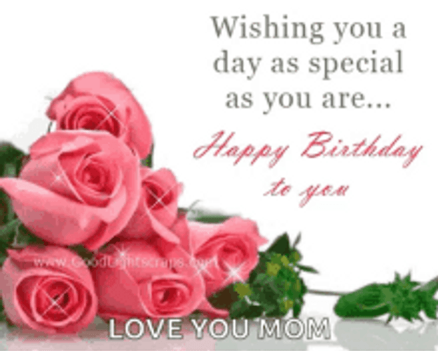 Shining Pink Roses Happy Birthday To You Greeting GIF