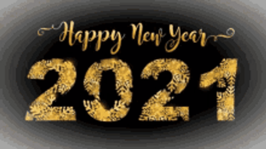 Shining Yellow Text Happy New Year 2021 GIF