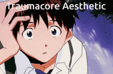 Shinji Ikari Evangelion Shocked Traumacore Aesthetic GIF