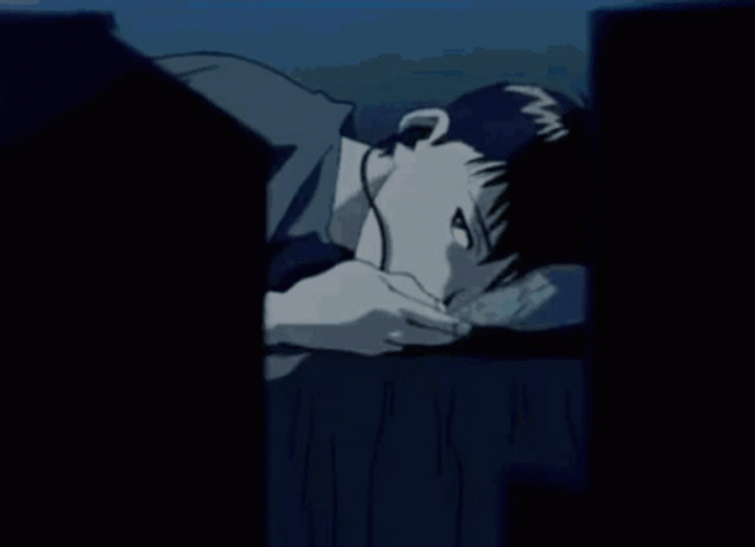 Shinji Sleeping On Bed GIF