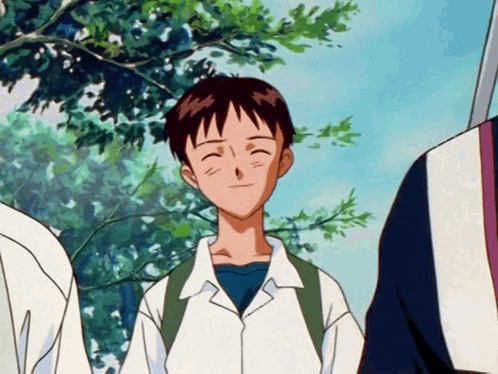 Shinji Walking With Friends GIF