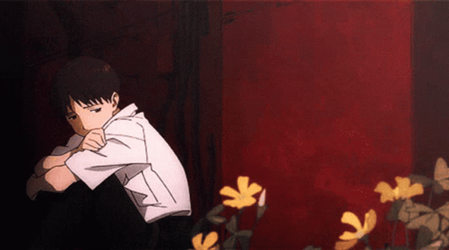 Shinji Watching Flowers GIF